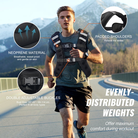 Weighted Vest, 16 Lbs Weight Vest With Reflective Stripe, Adjustable Buckle Body Weight Vest For Men Women, Workout Equipment For Strength Training, Running, Jogging, Fitness, And Weight Loss
