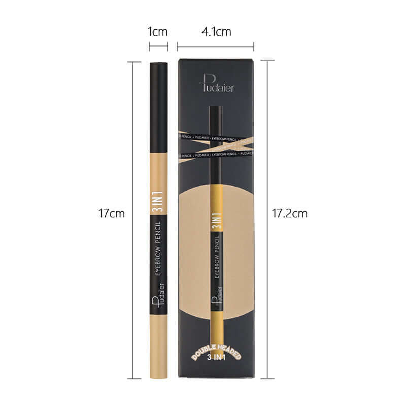 Three-in-one Double-headed Triangle Waterproof Eyebrow Pencil