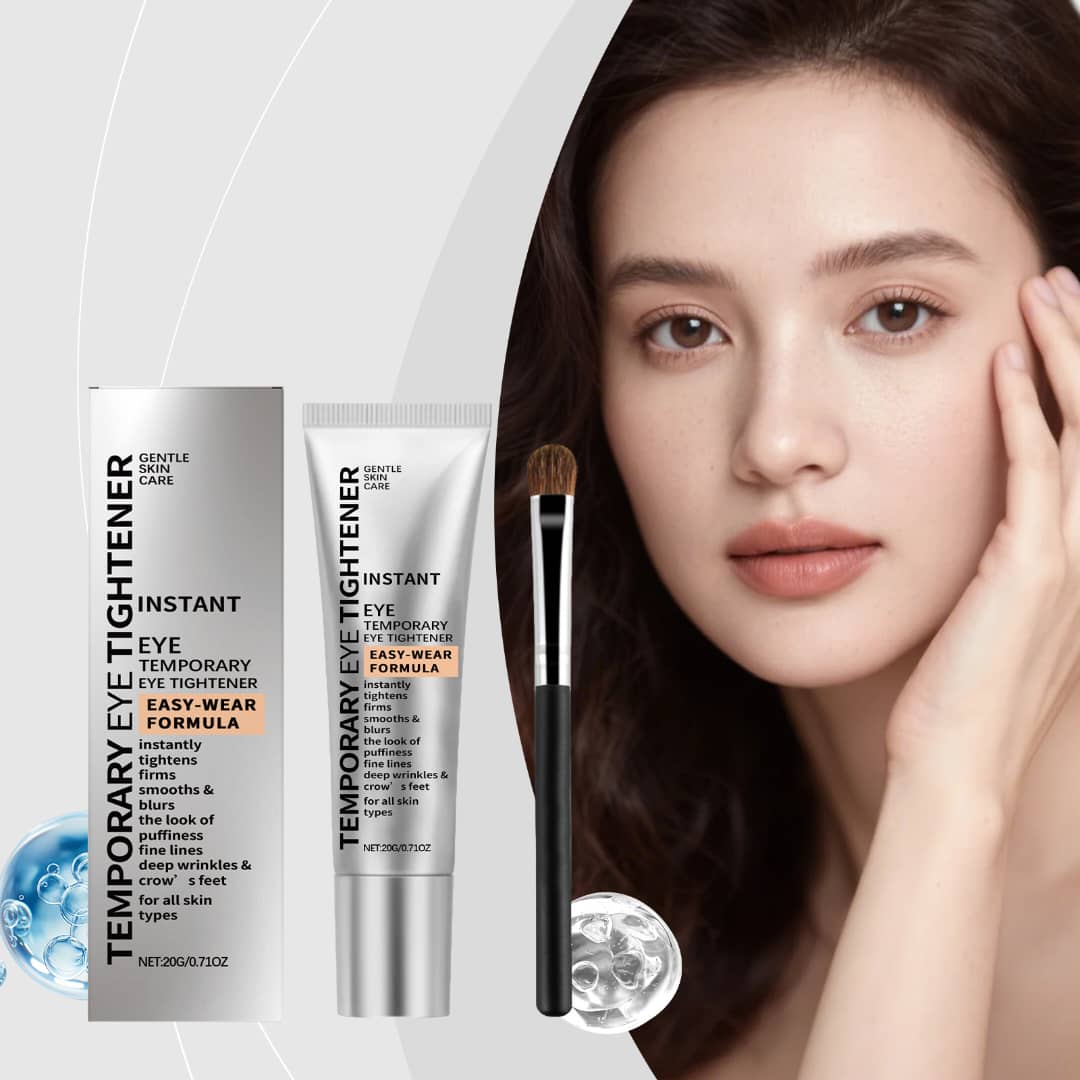Gentle Skin Care Instant Eye Tightener cream with brush, designed for firming fine lines and wrinkles on all skin types.
