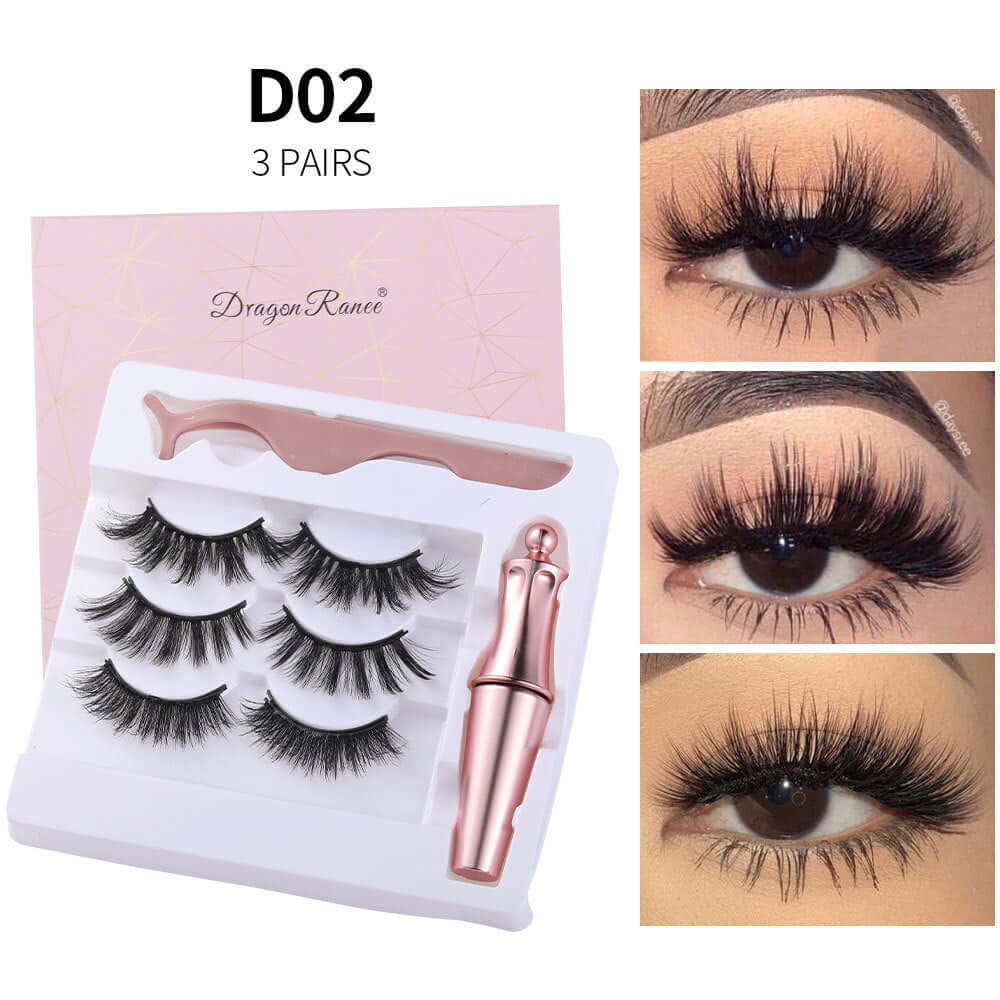 Natural Long Lasting Magnetic Liquid Eyeliner &amp; Magnetic False Eyelashes &amp; Tweezer Set Make up Set
