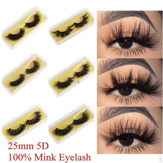 Mink Eyelashes 25mm Wispy Fluffy Fake Lashes