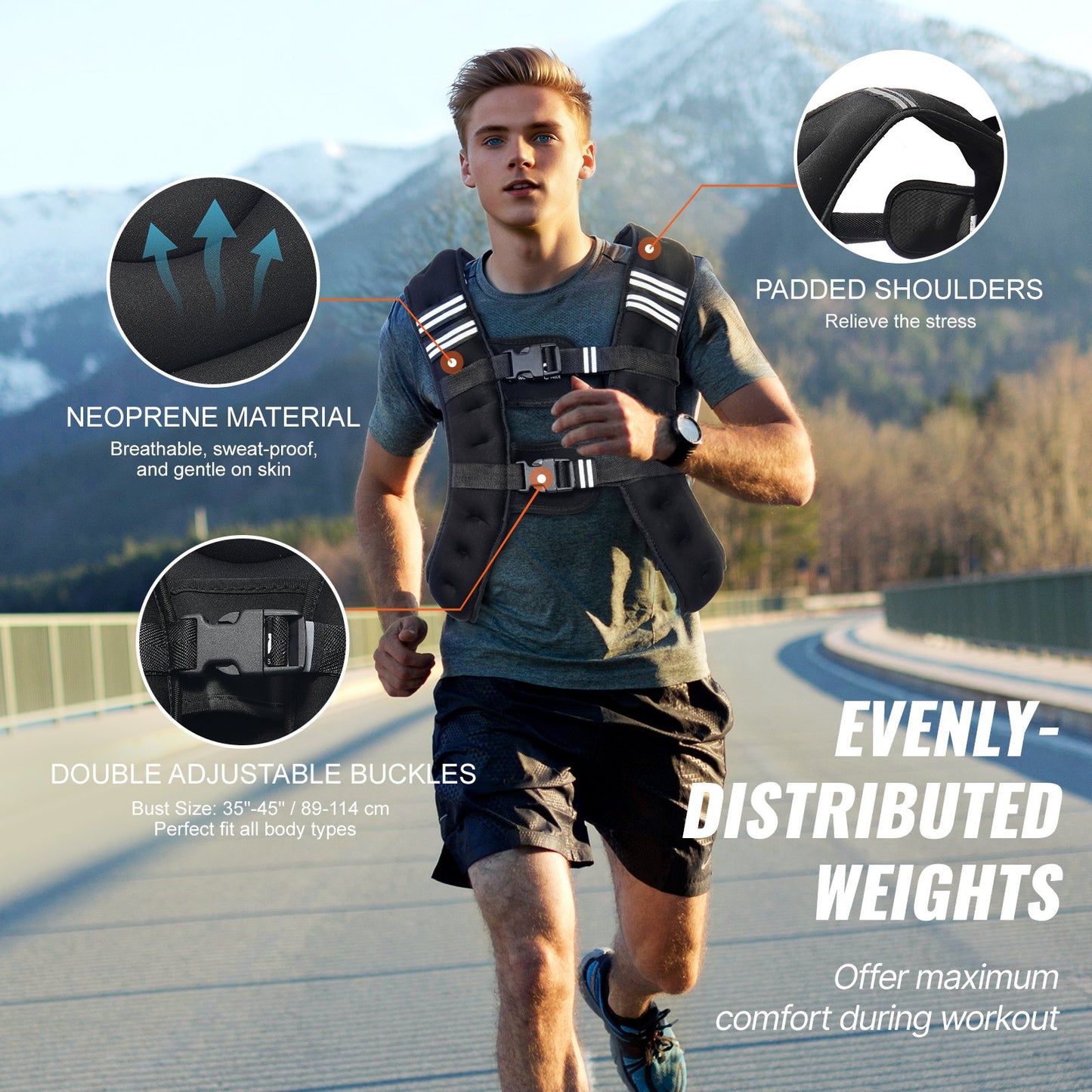 Weighted Vest, 12 Lbs Weight Vest With Reflective Stripe, Adjustable Buckle Body Weight Vest For Men Women, Workout Equipment For Strength Training, Running, Jogging, Fitness, And Weight Loss