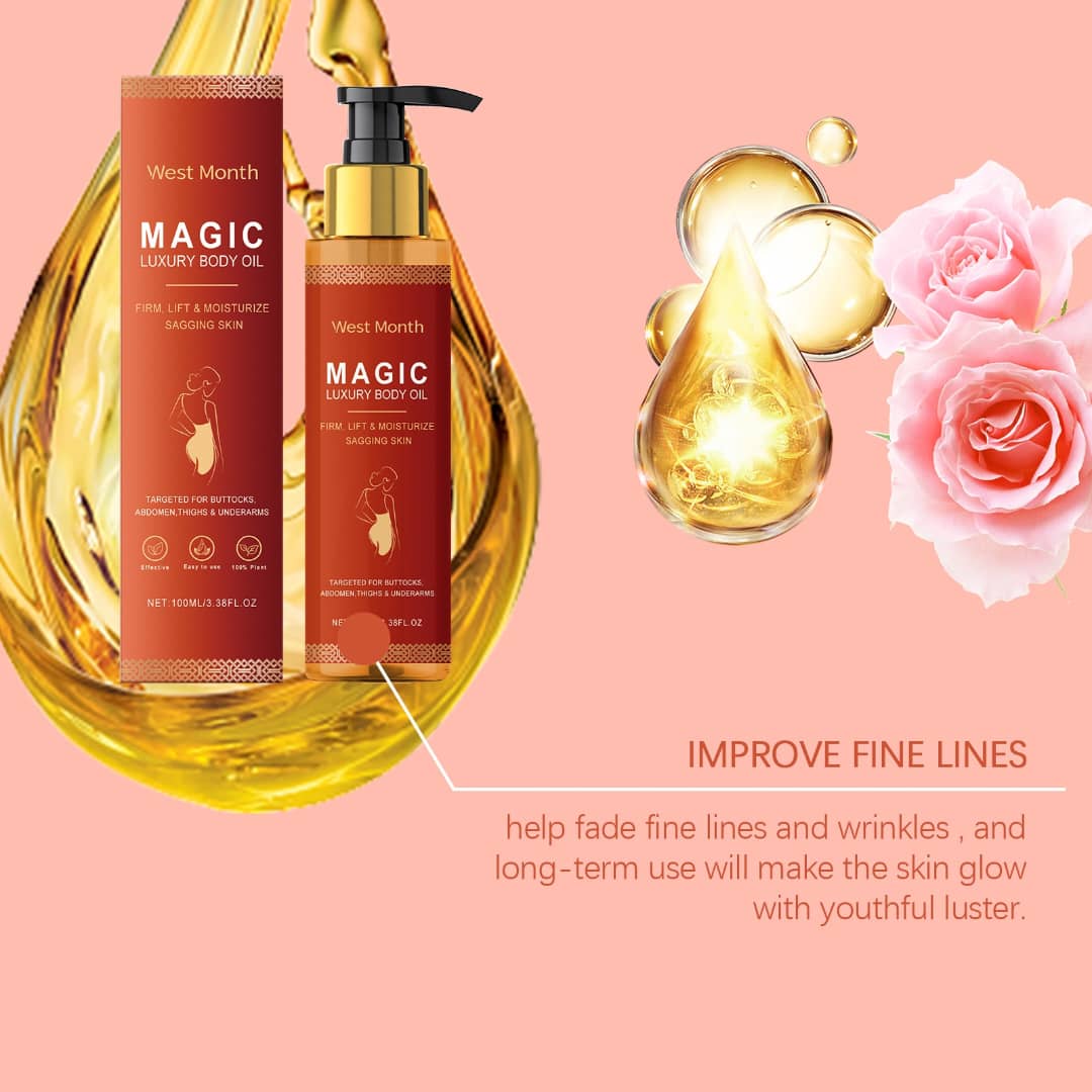 Magic Luxury Body Oil by West Month, hydrating skin oil that reduces fine lines and improves elasticity with a youthful glow.