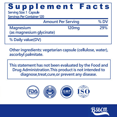 Encapsulations Magnesium Glycinate 120 – Stress, Sleep &amp; Heart Support Capsules